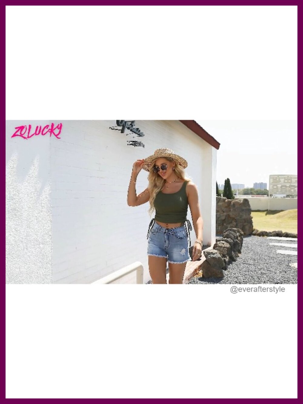 High Waisted Stretchy Ripped Denim Shorts with Pockets - Picture 4 of 5